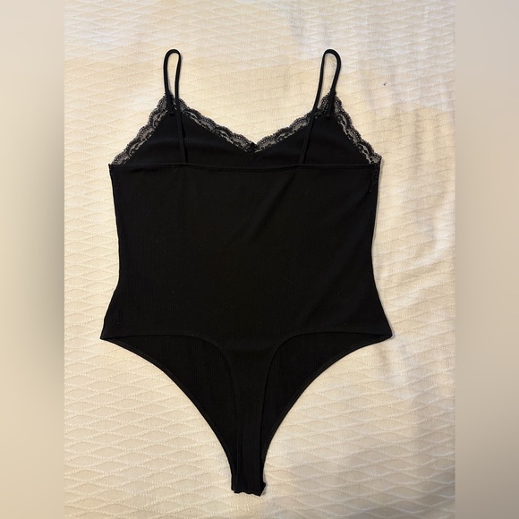 AE Black Lace Trim Bodysuit, size XL in Black - Picture 3 of 4